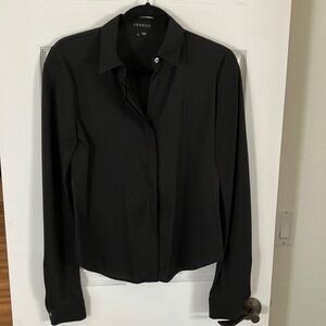 Theory Women’s Silk Black Button-Up Shirt
